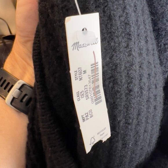 Madewell $198 Merino Wool-Blend Scarf Sweater Jacket Black Size M NT607 - Picture 3 of 10